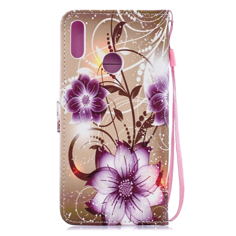 Lotus Pattern Horizontal Flip Leather Case for Huawei Y7 (2019), with Holder & Card Slots & Wallet