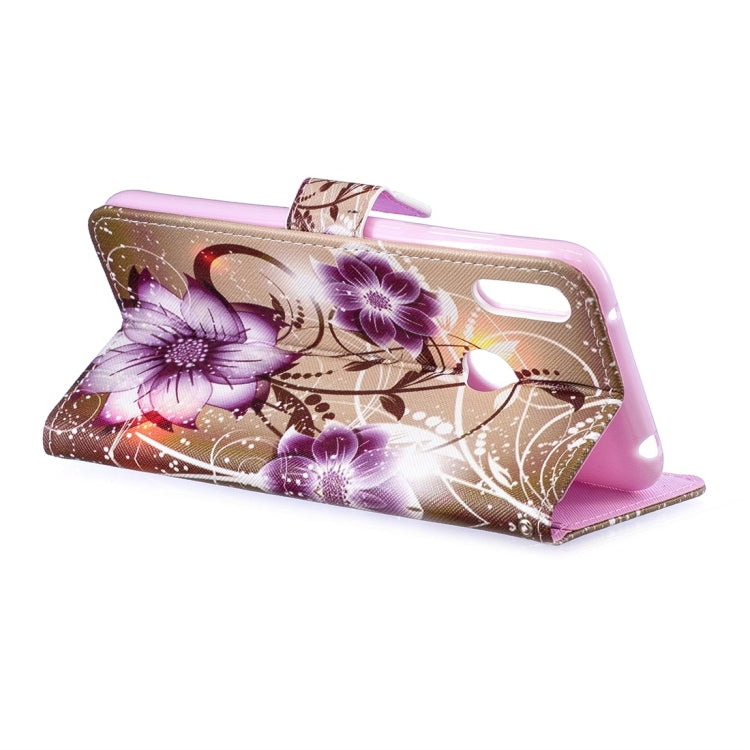 Lotus Pattern Horizontal Flip Leather Case for Huawei Y7 (2019), with Holder & Card Slots & Wallet