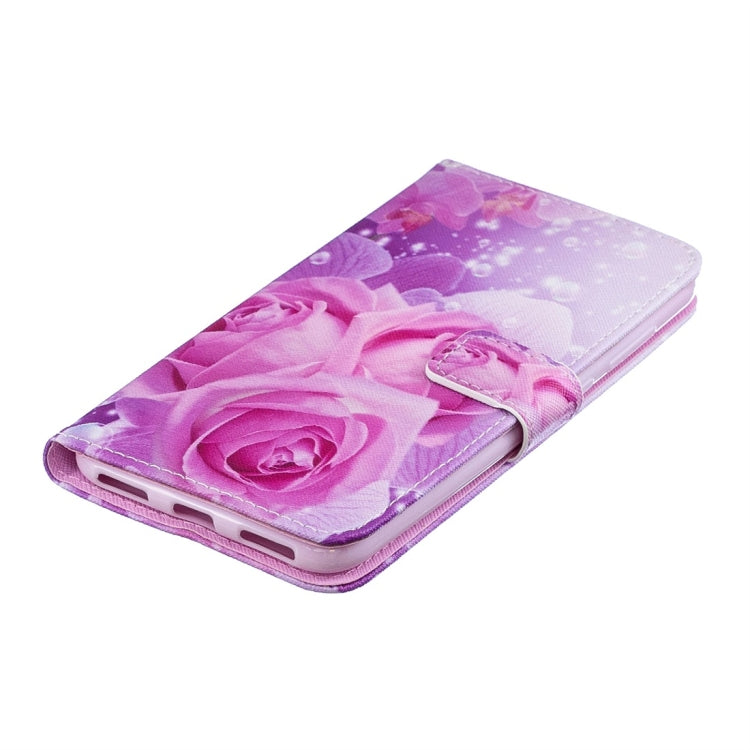 Rose Pattern Horizontal Flip Leather Case for Huawei Y7 (2019), with Holder & Card Slots & Wallet