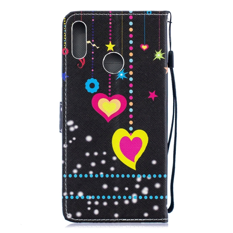 Colorful Heart Pattern Horizontal Flip Leather Case for Huawei Y7 (2019), with Holder & Card Slots & Wallet