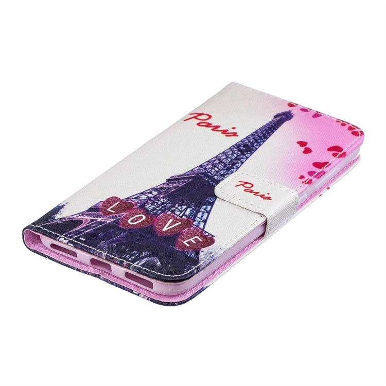 Love Tower Pattern Horizontal Flip Leather Case for Huawei Y7 (2019), with Holder & Card Slots & Wallet