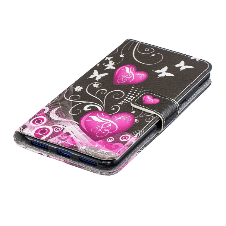 Little Peach Heart Pattern Horizontal Flip Leather Case for Huawei Enjoy 9, with Holder & Card Slots & Wallet