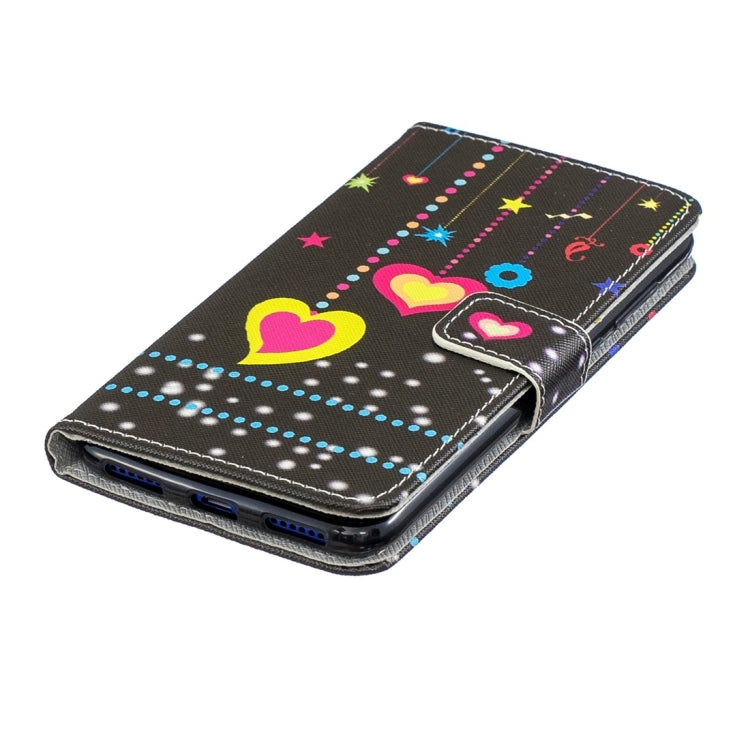 Colorful Heart Pattern Horizontal Flip Leather Case for Huawei Enjoy 9, with Holder & Card Slots & Wallet