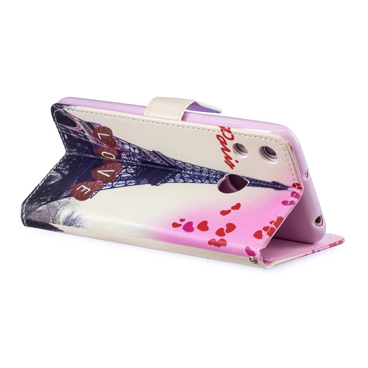 Love Tower Pattern Horizontal Flip Leather Case for Huawei Honor Play 8A, with Holder & Card Slots & Wallet
