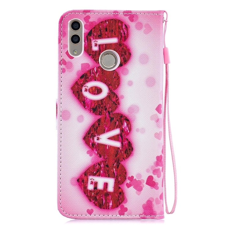 Love Pattern Horizontal Flip Leather Case for Huawei Honor 8C, with Holder & Card Slots & Wallet