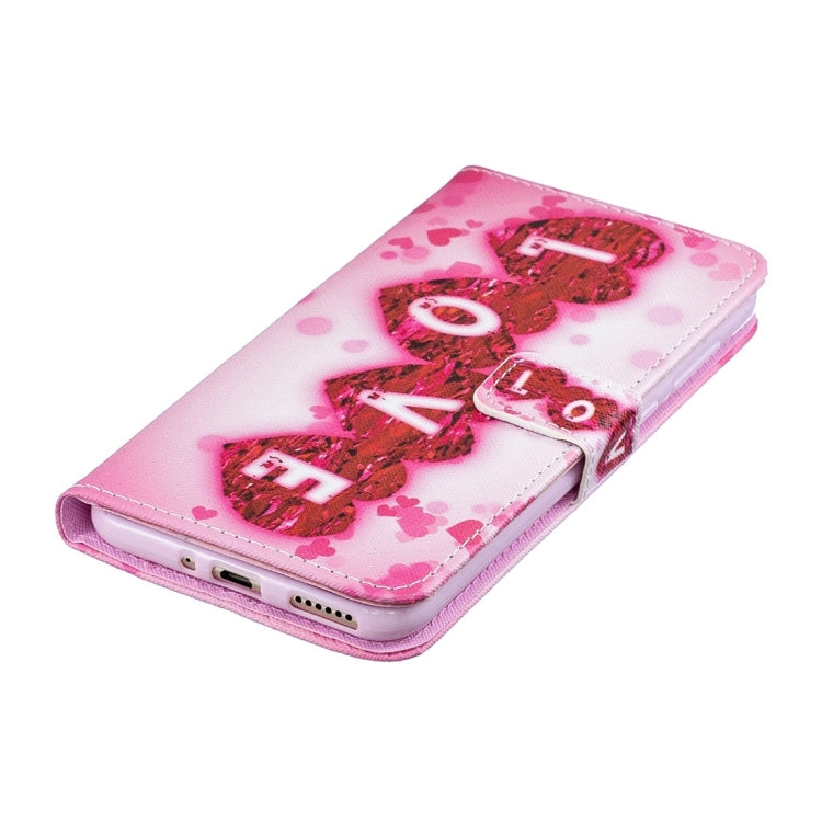 Love Pattern Horizontal Flip Leather Case for Huawei Honor 8C, with Holder & Card Slots & Wallet