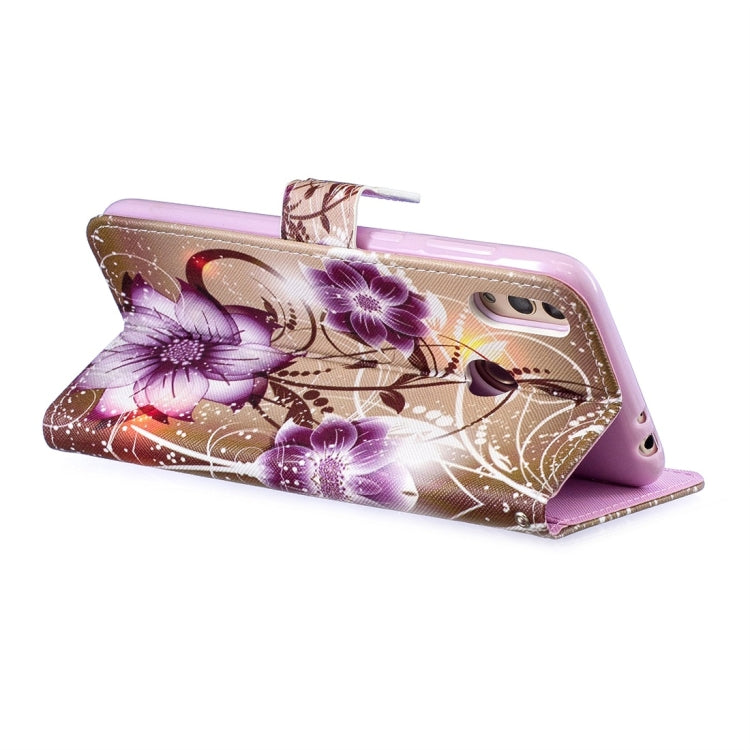 Lotus Pattern Horizontal Flip Leather Case for Huawei Honor 8C, with Holder & Card Slots & Wallet