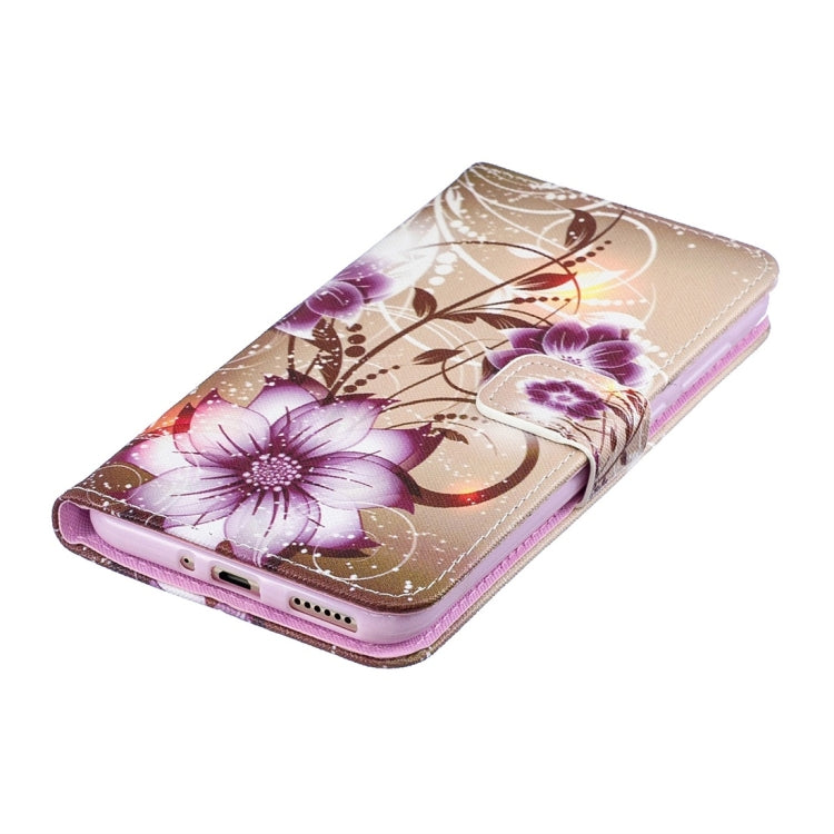 Lotus Pattern Horizontal Flip Leather Case for Huawei Honor 8C, with Holder & Card Slots & Wallet