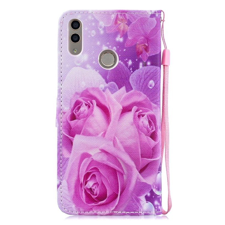 Rose Pattern Horizontal Flip Leather Case for Huawei Honor 8C, with Holder & Card Slots & Wallet
