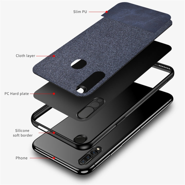 Shockproof Splicing PU + Cloth Protective Case for Huawei Y9 (2019)
