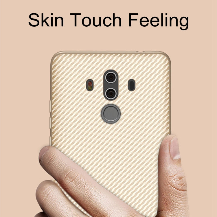 TOTUDESIGN for Huawei Mate 10 Pro Carbon Fiber Texture TPU Anti-slip Protective Back Cover Case with Holder