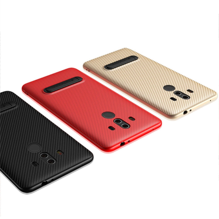 TOTUDESIGN for Huawei Mate 10 Pro Carbon Fiber Texture TPU Anti-slip Protective Back Cover Case with Holder