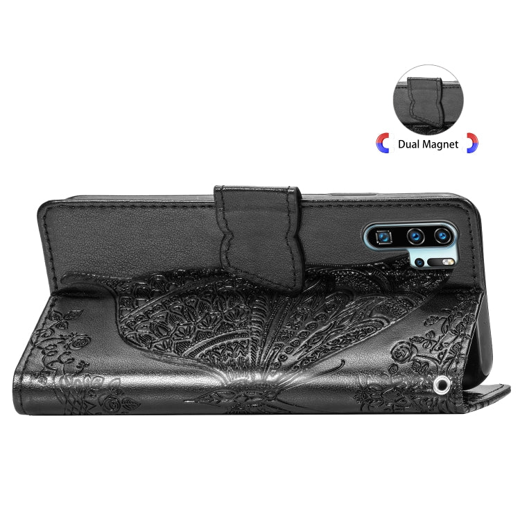 Butterfly Love Flowers Embossing Horizontal Flip Leather Case for Huawei P30 Pro, with Holder & Card Slots & Wallet & Lanyard