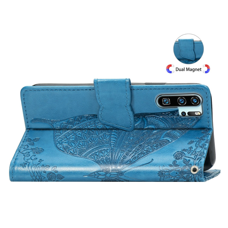 Butterfly Love Flowers Embossing Horizontal Flip Leather Case for Huawei P30 Pro, with Holder & Card Slots & Wallet & Lanyard