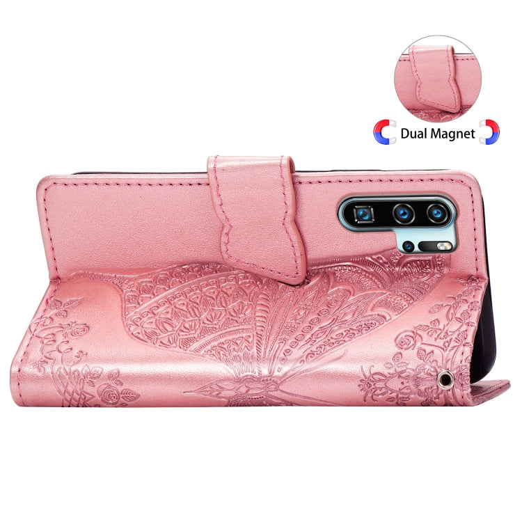 Butterfly Love Flowers Embossing Horizontal Flip Leather Case for Huawei P30 Pro, with Holder & Card Slots & Wallet & Lanyard