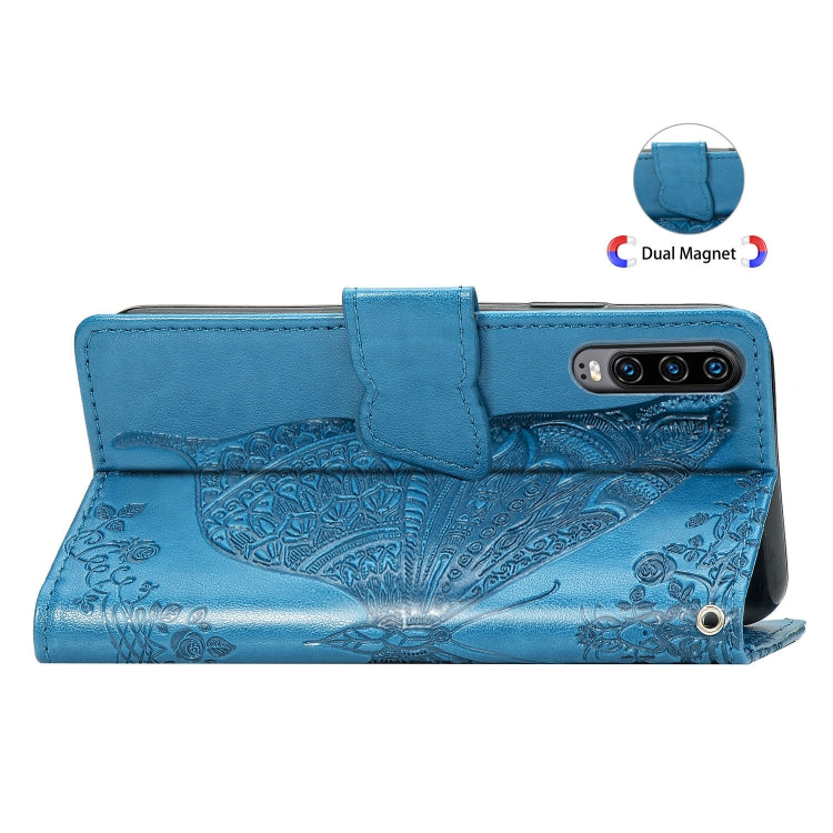 Butterfly Love Flowers Embossing Horizontal Flip Leather Case for Huawei P30, with Holder & Card Slots & Wallet & Lanyard