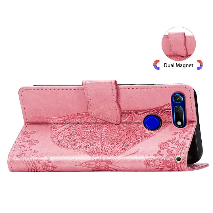 Butterfly Love Flowers Embossing Horizontal Flip Leather Case for Huawei V20, with Holder & Card Slots & Wallet & Lanyard