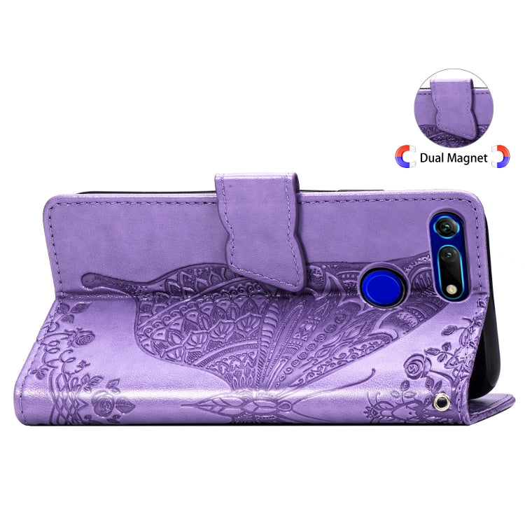 Butterfly Love Flowers Embossing Horizontal Flip Leather Case for Huawei V20, with Holder & Card Slots & Wallet & Lanyard
