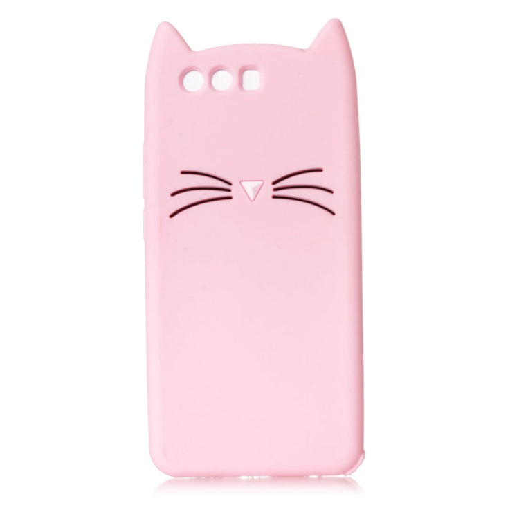 For Huawei P10 Plus Silicone Cat Whiskers Pattern Protective Back Cover Case (Pink)