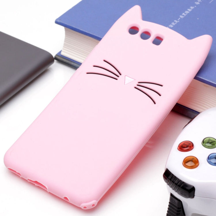 For Huawei P10 Plus Silicone Cat Whiskers Pattern Protective Back Cover Case (Pink)