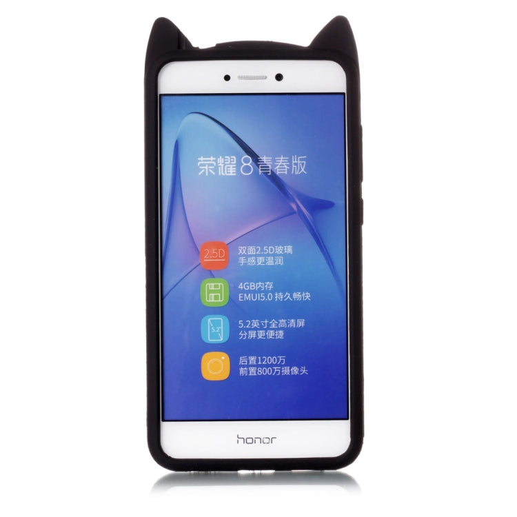 For Huawei P8 Lite (2017) Silicone Cat Whiskers Pattern Protective Back Cover Case(Black)