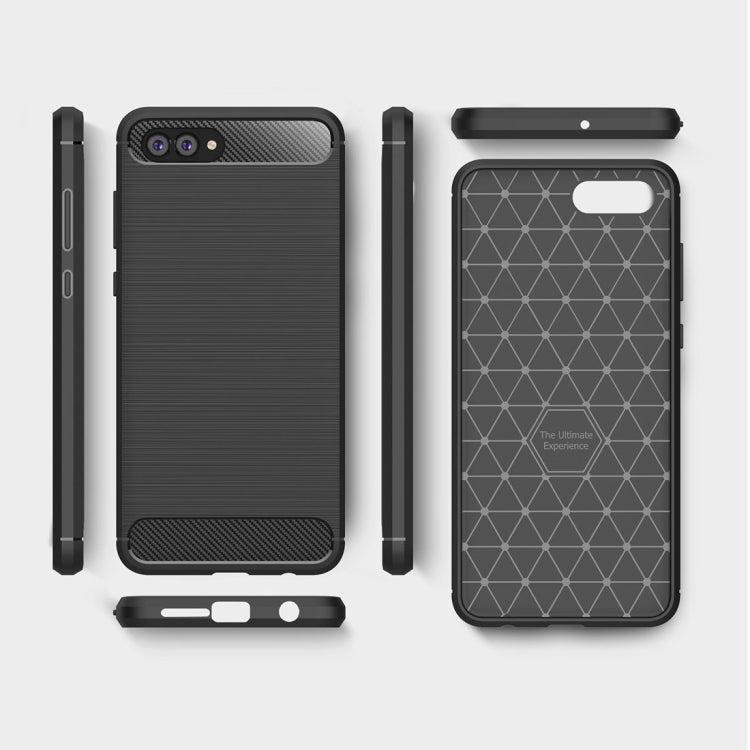For Huawei nova 2s Brushed Texture Carbon Fiber Shockproof TPU Rugged Armor Protective Case