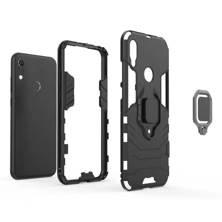 Shockproof PC + TPU Case with Magnetic Ring Holder for Huawei Y6 (2019) (Navy Blue)