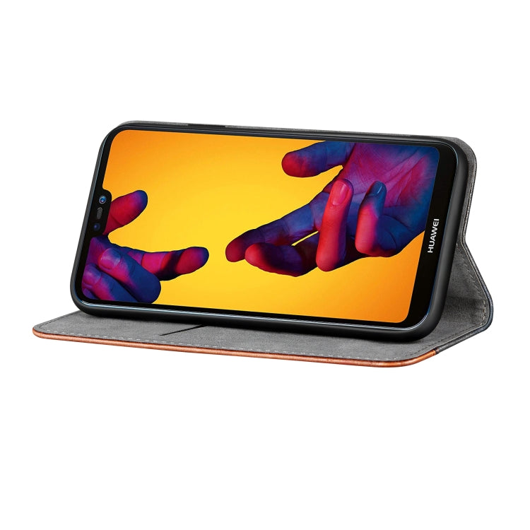 Business Solid Color Stitching Horizontal Flip Leather Case for Huawei P20 Lite, with Holder & Card Slots & Wallet & Lanyard