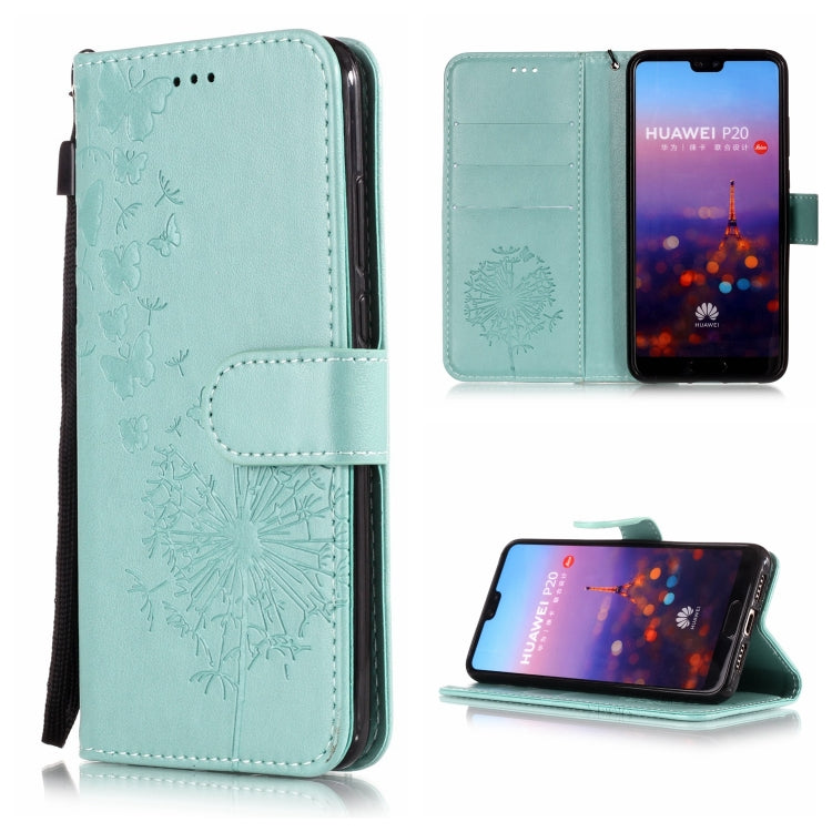 Vintage Embossed Floral Dandelion Pattern Horizontal Flip Leather Case for Huawei P20, with Card Slot & Holder & Wallet & Lanyard