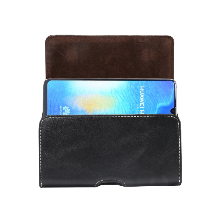 Men Lambskin Texture Multi-functional Universal Mobile Phone Waist Pack Leather Case for 6.9 Inch or Below Smartphones(Black)