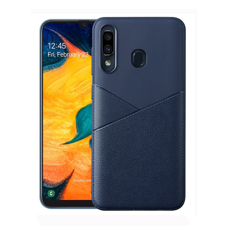 Ultra-thin Shockproof Soft TPU + Leather Case for Huawei P Smart (2019) (Blue)