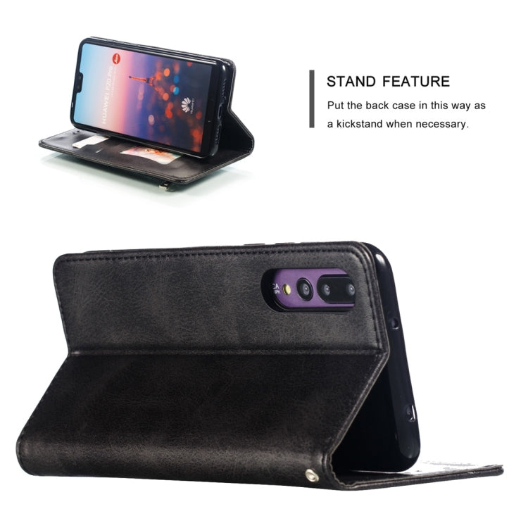 Calf Texture Zipper Magnetic Horizontal Flip Leather Case for Huawei P20 Pro, with Wallet & Holder & Card Slots