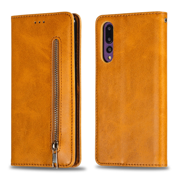 Calf Texture Zipper Magnetic Horizontal Flip Leather Case for Huawei P20 Pro, with Wallet & Holder & Card Slots