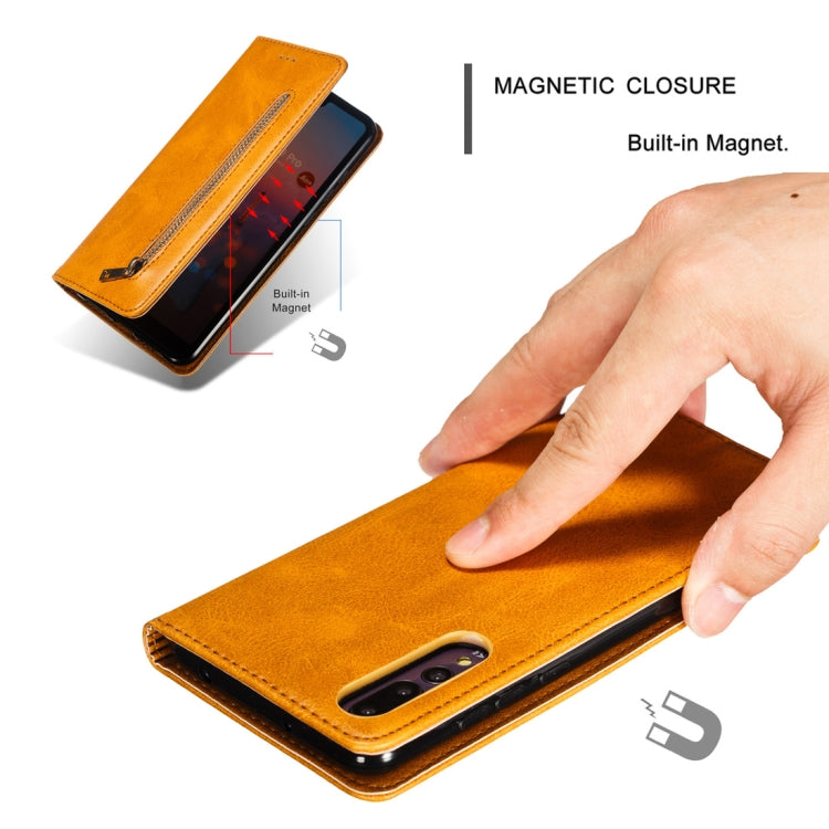 Calf Texture Zipper Magnetic Horizontal Flip Leather Case for Huawei P20 Pro, with Wallet & Holder & Card Slots