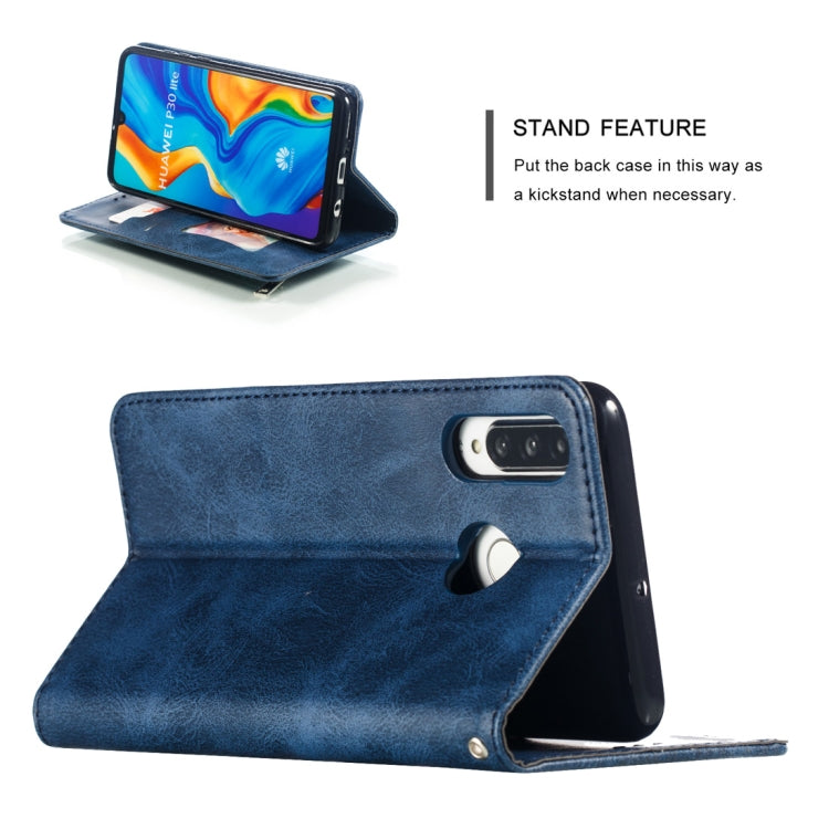Calf Texture Zipper Magnetic Horizontal Flip Leather Case for Huawei P30 Lite, with Wallet & Holder & Card Slots