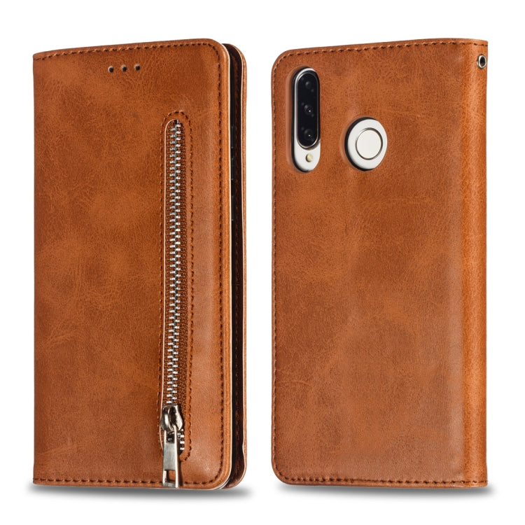 Calf Texture Zipper Magnetic Horizontal Flip Leather Case for Huawei P30 Lite, with Wallet & Holder & Card Slots