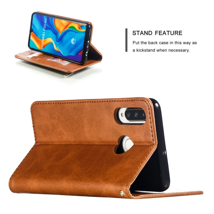 Calf Texture Zipper Magnetic Horizontal Flip Leather Case for Huawei P30 Lite, with Wallet & Holder & Card Slots