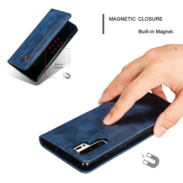 Calf Texture Zipper Magnetic Horizontal Flip Leather Case for Huawei P30 Pro, with Wallet & Holder & Card Slots