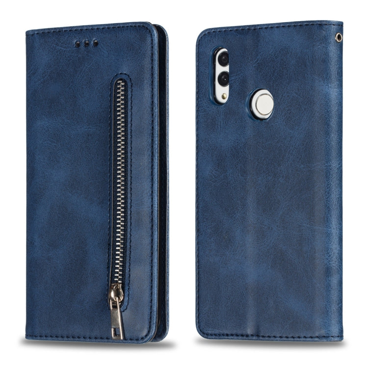 Calf Texture Zipper Magnetic Horizontal Flip Leather Case for Huawei Honor 10 Lite, with Wallet & Holder & Card Slots