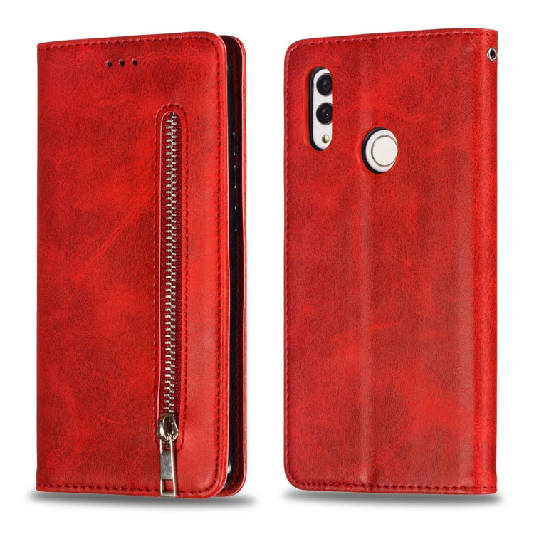 Calf Texture Zipper Magnetic Horizontal Flip Leather Case for Huawei Honor 10 Lite, with Wallet & Holder & Card Slots