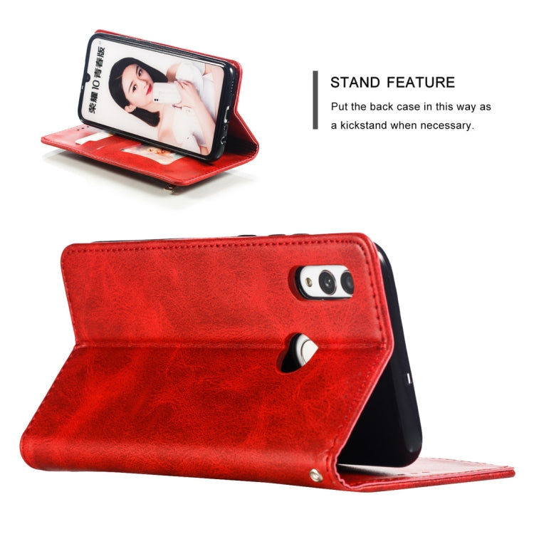 Calf Texture Zipper Magnetic Horizontal Flip Leather Case for Huawei Honor 10 Lite, with Wallet & Holder & Card Slots