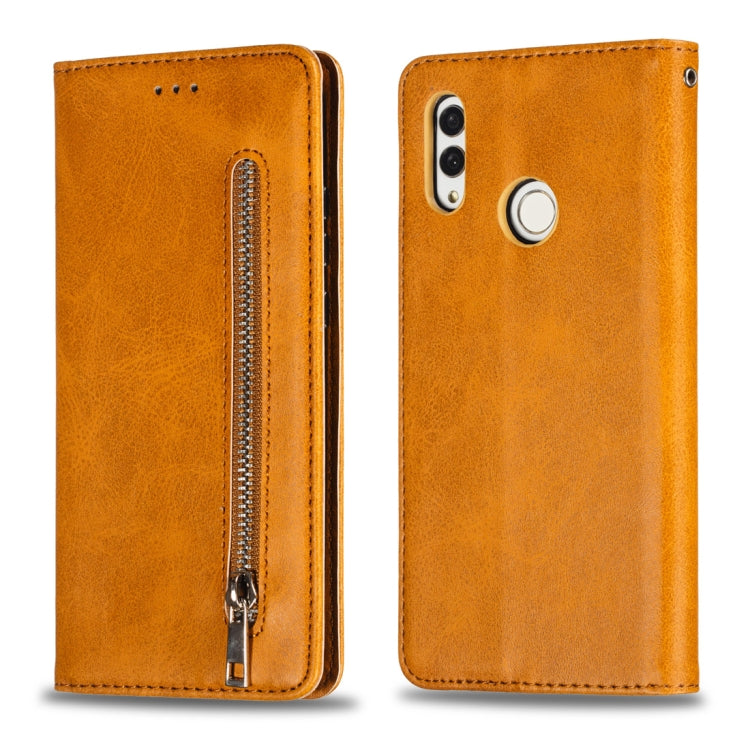 Calf Texture Zipper Magnetic Horizontal Flip Leather Case for Huawei Honor 10 Lite, with Wallet & Holder & Card Slots