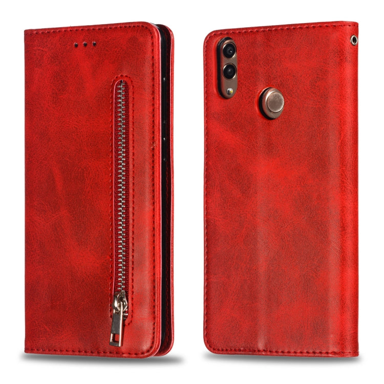 Calf Texture Zipper Magnetic Horizontal Flip Leather Case for Huawei Y7 (2019), with Wallet & Holder & Card Slots