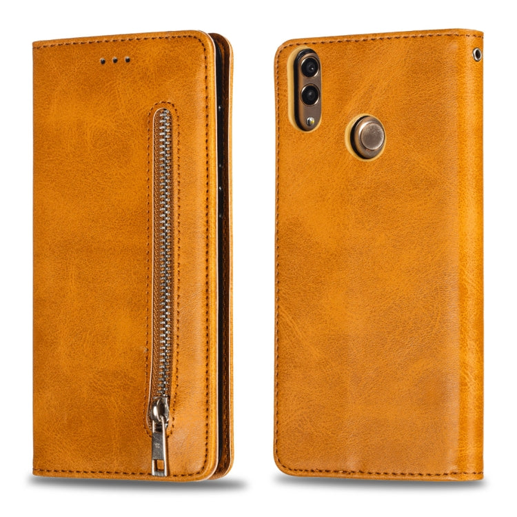 Calf Texture Zipper Magnetic Horizontal Flip Leather Case for Huawei Y7 (2019), with Wallet & Holder & Card Slots