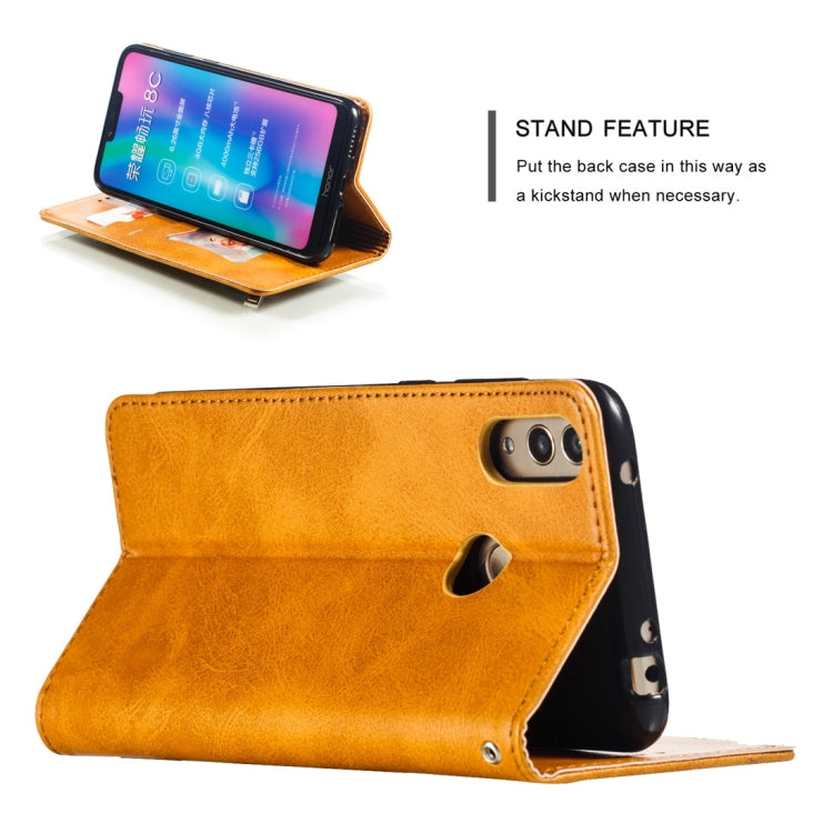 Calf Texture Zipper Magnetic Horizontal Flip Leather Case for Huawei Y7 (2019), with Wallet & Holder & Card Slots