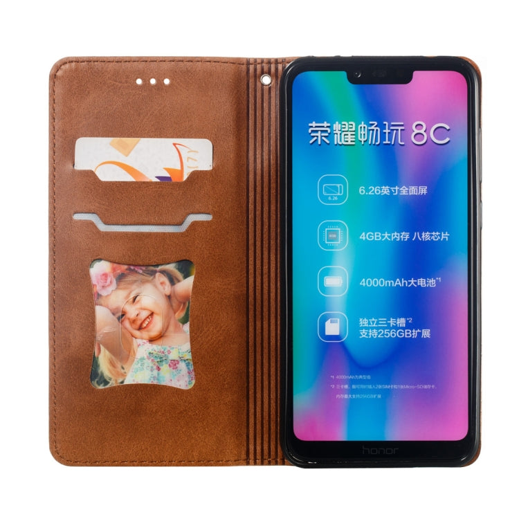 Calf Texture Zipper Magnetic Horizontal Flip Leather Case for Huawei Y7 (2019), with Wallet & Holder & Card Slots