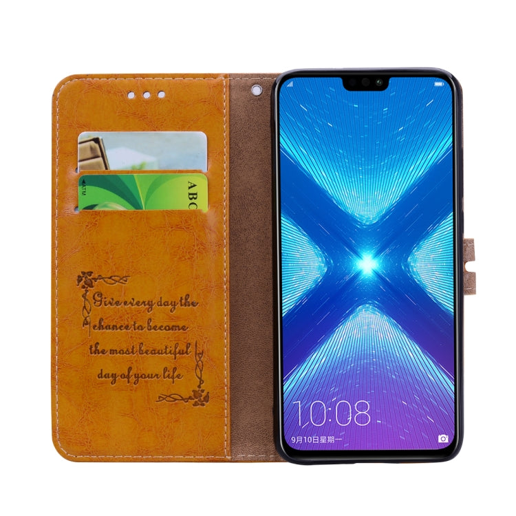 Business Style Oil Wax Texture Horizontal Flip Leather Case for Huawei Honor 8X, with Holder & Card Slots & Wallet