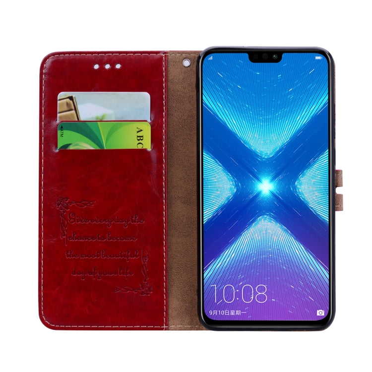 Business Style Oil Wax Texture Horizontal Flip Leather Case for Huawei Honor 8X, with Holder & Card Slots & Wallet