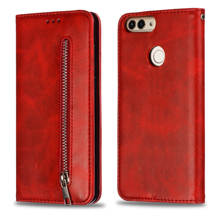 Calf Texture Zipper Magnetic Horizontal Flip Leather Case for Huawei P Smart / Honor 9 Lite, with Wallet & Holder & Card Slots