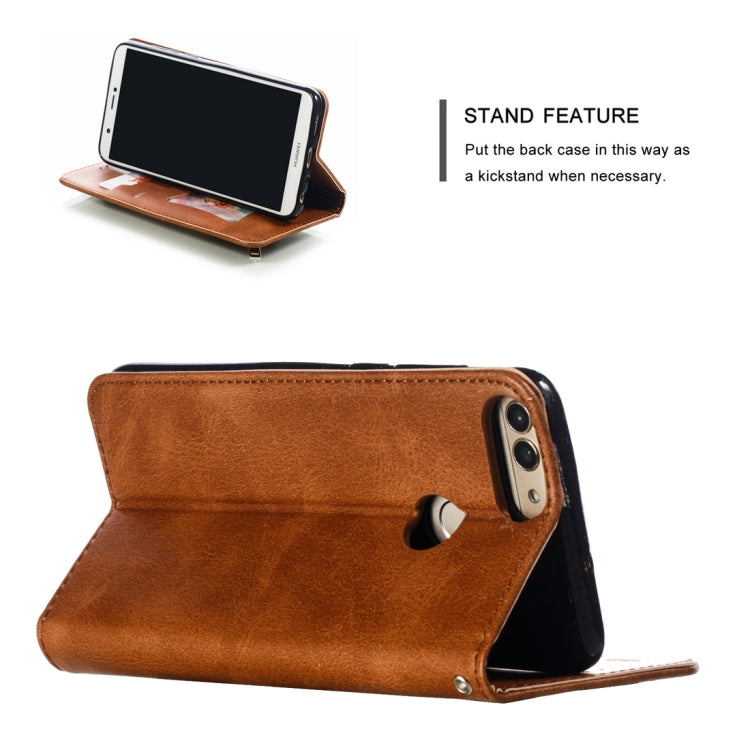 Calf Texture Zipper Magnetic Horizontal Flip Leather Case for Huawei P Smart / Honor 9 Lite, with Wallet & Holder & Card Slots